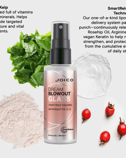 Get the one-two punch of frizz control and glass-like shine with NEW Dream Blowout Glass™. Our powerhouse formula with heat-activated technology seal frizz-prone strands—locking in smooth styles for 3 days,* even in humid weather.