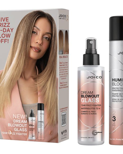 Dream Blowout Glass Duo Includes:

(1) - Humid Blocker Finishing Spray, 5.5 fl. oz.
(1) - Dream Blowout Glass, 6.7 fl. oz.