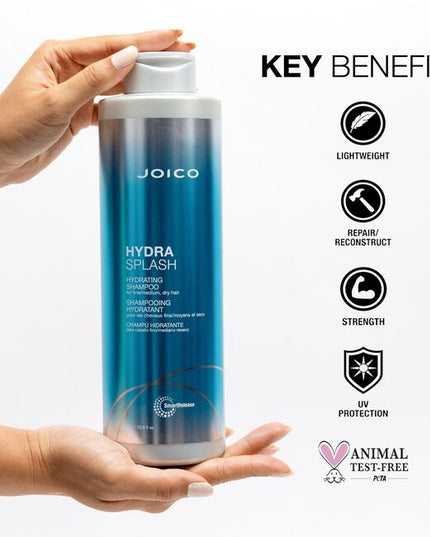 HydraSplash Hydrating Shampoo never gets heavy on your fine hair! Formulated with marine ingredients like Sea Kelp and Coconut Water, the lightweight lather gently cleanses hair for brilliantly-clean, soft, healthy results.