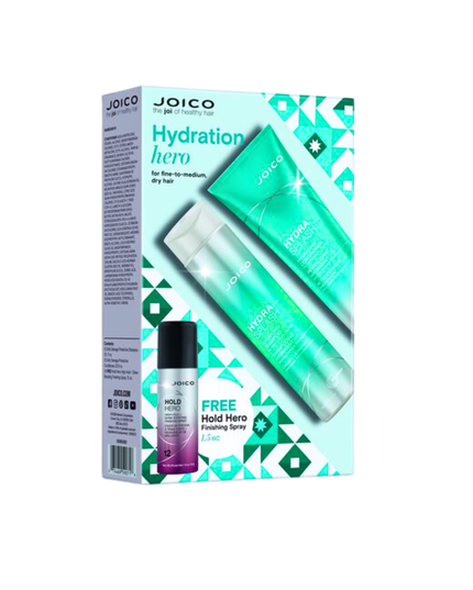 HydraSplash Hydration Hero Duo Includes:
(1) HydraSplash Hydrating Shampoo - 10.1 fl. oz.
(1) HydraSplash Hydrating Conditioner - 8.5 fl. oz.
(1) - Hold Hero High Hold + Finishing Spray, 1.5 oz.