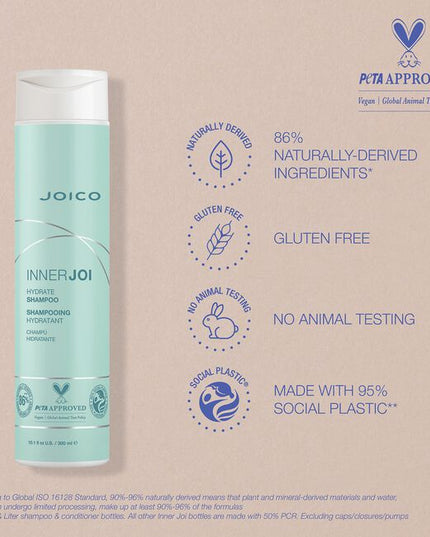 Experience the earth-friendly power of Apple Extract all day to keep dryness and tightness away. Hydrate Shampoo – the gentle cleanser that soothes scalp and leaves hair clean, healthy, refreshed – is a perfect pick, featuring 86% naturally-derived, Vegan ingredients.