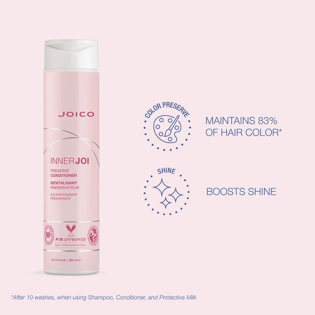 This comforting, color-preserving conditioner nourishes mind, body, and soul; protecting vibrancy, shine, hair health, and hue, while leaving strands soft and silky. Features 96% naturally-derived, Vegan ingredients to protect salon color with total peace of mind.