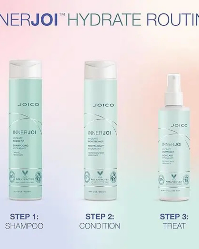 The Joico InnerJoi Hydrate Trio Pack is a comprehensive hair care solution designed to nourish and hydrate your hair.