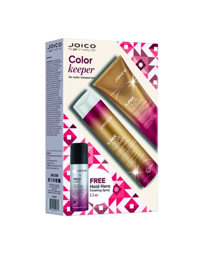 K-PAK Color Therapy Duo Includes:
(1) - K-PAK Color Therapy Color-Protecting Shampoo, 10.1 fl. oz.
(1) - K-PAK Color Therapy Color-Protecting Conditioner, 8.5 fl. oz.
(1) - Hold Hero Finishing Spray, 1.5 oz.