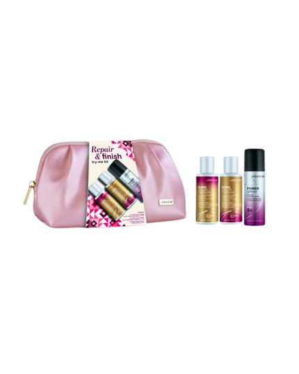 K-PAK Color Therapy Travel Kit Includes:
(1) - K-PAK Color Therapy Color-Protecting Shampoo, 2 fl. oz.
(1) - K-PAK Color Therapy Color-Protecting Conditioner, 2 fl. oz.
(1) - Power Spray Fast-Dray Finishing Spray, 1.5 oz.
(1) - Cosmetic Bag