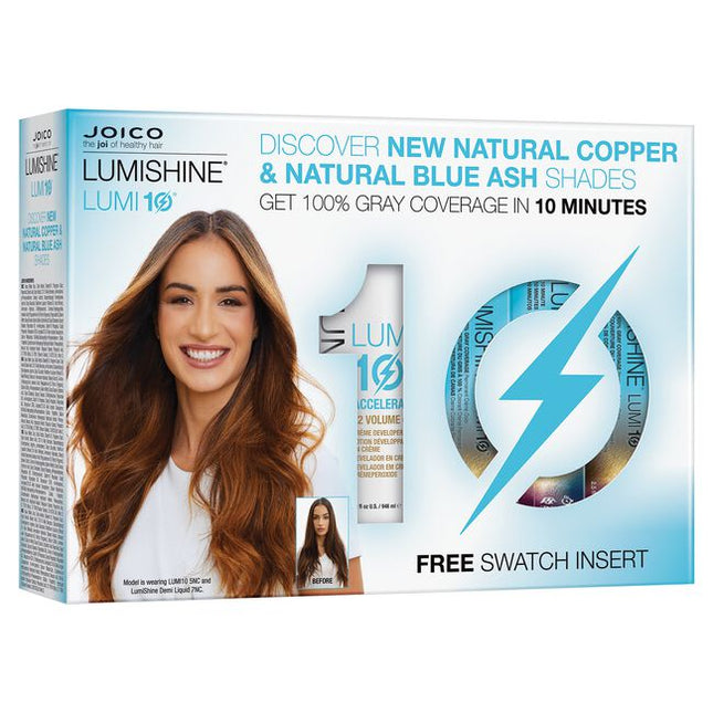 6 pre-blended permanent shades, complete gray coverage, healthy looking LumiShine results, and a 10-minute processing time - LUMI10 has it all covered. And with new NC and NBA series, you can now nail those precious natural copper hues, and neutralize unwanted brassiness for cooler than cool brunettes, in half the time of a traditional permanent color service. Long lasting color with 100% gray coverage in 10 minutes.