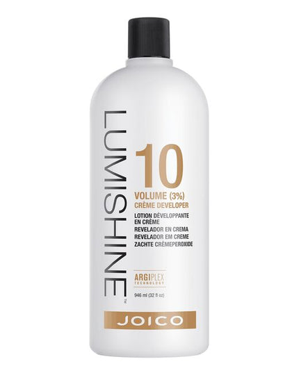 (E) 10 Volume (3%) Cr?me Developer activates the exclusive ArgiPlex technology in Joico LumiShine Permanent Cr?me Color.