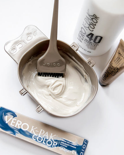 Just one try and you’ll see why Vero K-PAK’s pure tone, permanent crème palette is the joi of artistically adventurous colorists everywhere! Quadramine® Complex repairs and protects hair during the color process, allowing you to create endless one-of-a-kind shades with the unsurpassed condition, vibrancy and total confidence only Joico can deliver.