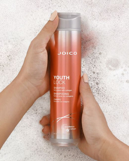 Infusing ageless body, shine, manageability, and bounce, YouthLock Shampoo revitalizes hair with the power of collagen and Buriti fruit oil – a nourishing, one-two punch that recaptures the joi-ful feel and look of lush, lively, timeless hair. Gentle enough to use daily, this sulfate-free cleanser purifies hair of dirt and grime, while delivering reduced hair fall and big-time shine for the ages.