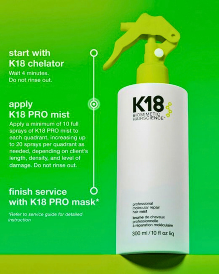 This leave-in, lightweight mist repairs existing damage to strengthen hair’s defenses and make it more resilient prior to salon services. This PRO-exclusive product helps services apply and perform better, leaves hair healthier, and color lasts longer. Works in just 4 minutes in a convenient spray-on format.