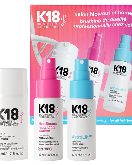 Mini trio repairs damage, heat protects + conditions, and weightlessly lifts for voluminous hair—and less breakage.