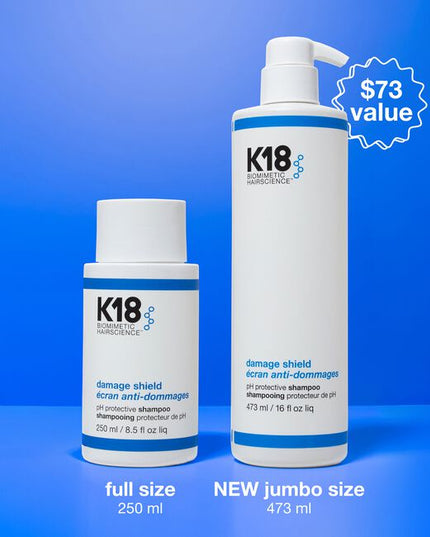 A color-safe, pH-optimized shampoo with the patented K18PEPTIDE™ to effectively cleanse while maintaining hair health and protecting hair from damage. pH-optimized formula helps reduce excess swelling of the hair cuticle during washing to help prevent frizz, preserve color, and enhance shine. Scalp microbiome-friendly and gentle enough to use every time you cleanse.