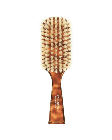 The Koh-I-Noor Wide Rectangular Hair Brush with Natural Bristles is a sophisticated grooming tool. Hand-crafted in Italy, it features firm natural bristles that will condition your hair and stimulate your scalp. It also makes for a terrific beard brush. Part of the Jaspè collection, its faux tortoise handle is designed for comfort. Hand-crafted with the finest materials in Italy.