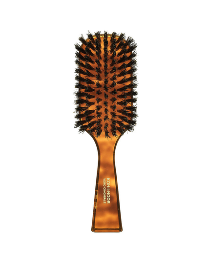 The Koh-I-Noor Wide Rectangular Hair Brush with Natural Bristles is a sophisticated grooming tool. Hand-crafted in Italy, it features firm natural bristles that will condition your hair and stimulate your scalp. It also makes for a terrific beard brush. Part of the Jaspè collection, its faux tortoise handle is designed for comfort. Hand-crafted with the finest materials in Italy.