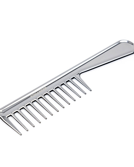 The Metallic wide tooth comb is a terrific detangling option. This lovely comb comes in chrome or gold plating and will never flake. Made of ABS and coated with either gold or chrome plating. Hand-crafted with the finest materials in Italy.