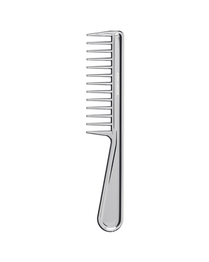 The Metallic wide tooth comb is a terrific detangling option. This lovely comb comes in chrome or gold plating and will never flake. Made of ABS and coated with either gold or chrome plating. Hand-crafted with the finest materials in Italy.