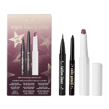 LIMITED EDITION Vegan Beauty Stars Mini Eyeliners &amp; Lipstick Set, NEW IN BOX Three of KVD's most popular items in one perfect mini set, just the size to keep in your purse for on-the-go touch ups.