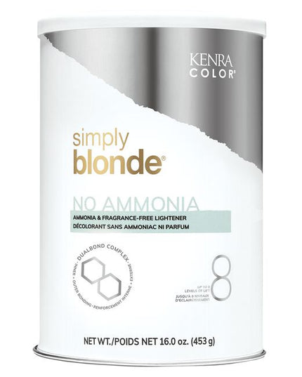 Kenra Color Simply Blonde No Ammonia Lightener is an ammonia fragrance-free lightener. Formulated with DualBond Complex to help protect the hair during lightening services by enforcing strong bonds. Blonding you can trust!

DualBond offers the added protection and benefits of inner outer bonding. Simply Blonde lighteners with DualBond Complex help mend the inner cuticle while simultaneously protecting and sealing the outer cuticle.
