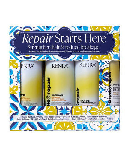 Kenra Triple Repair bond products are scientifically formulated to offer 3 benefits. Formulas target &amp; repair damage where needed plus prevent further hair damage when used as a system.
