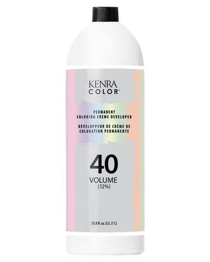 Kenra Color by Kenra Professional Permament Creme Developer features Balancing Complex 5. Permanent Creme Developer is available in 10V (3%), 20V (6%), 30V (9%), and 40V (12%) strengths. It's stabilized at each dedicated volume to ensure proper lift of natural hair oxidation of dye intermediates. Specially formulated for use with Kenra Color Permanent Coloring Creme to provide consistent, reliable results on every client, every time. 