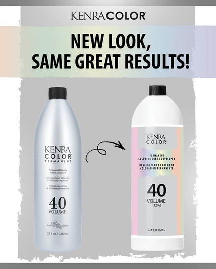 Kenra Color by Kenra Professional Permament Creme Developer features Balancing Complex 5. Permanent Creme Developer is available in 10V (3%), 20V (6%), 30V (9%), and 40V (12%) strengths. It's stabilized at each dedicated volume to ensure proper lift of natural hair oxidation of dye intermediates. Specially formulated for use with Kenra Color Permanent Coloring Creme to provide consistent, reliable results on every client, every time. 