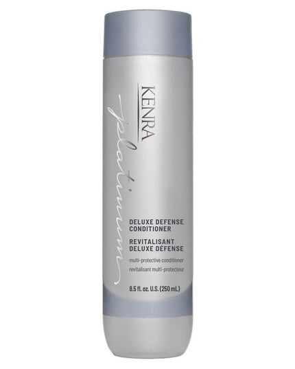 Protect and defend your hair with Kenra Platinum® Deluxe Defense Shampoo &amp; Conditioner System. Discover daily hair defense against breakage, color loss, and damage during heat styling.* This multi-protective formula enhances shine, preserves color vibrancy, and reduces breakage by 91%.** Formulated to enhance style memory to effortlessly retain your style longer.