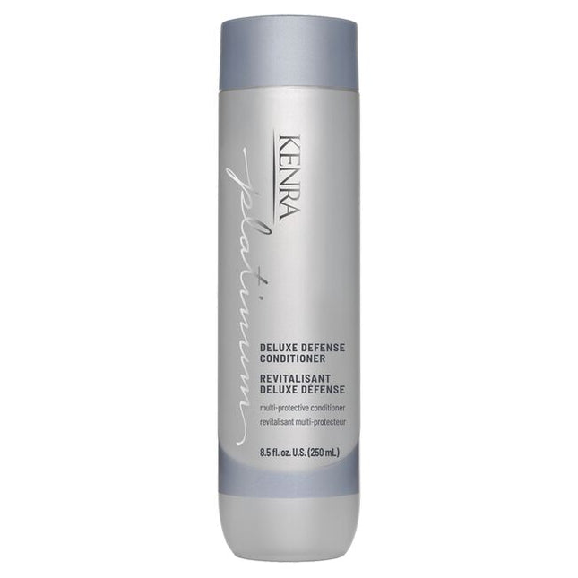 Protect and defend your hair with Kenra Platinum® Deluxe Defense Shampoo &amp; Conditioner System. Discover daily hair defense against breakage, color loss, and damage during heat styling.* This multi-protective formula enhances shine, preserves color vibrancy, and reduces breakage by 91%.** Formulated to enhance style memory to effortlessly retain your style longer.