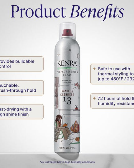 Experience buildable control with a touchable, brush-through hold and a fast-drying formula that delivers a high-shine finish. Designed to work seamlessly with thermal styling tools up to 450°F (232°C), it provides up to 72 hours of hold and humidity resistance* while keeping styles flexible and polished. Infused with a Vanilla Cashmere fragrance, it leaves hair looking beautifully styled and smelling fresh. 