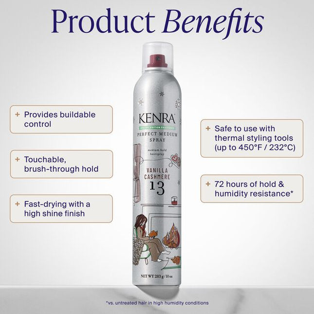 Experience buildable control with a touchable, brush-through hold and a fast-drying formula that delivers a high-shine finish. Designed to work seamlessly with thermal styling tools up to 450°F (232°C), it provides up to 72 hours of hold and humidity resistance* while keeping styles flexible and polished. Infused with a Vanilla Cashmere fragrance, it leaves hair looking beautifully styled and smelling fresh. 