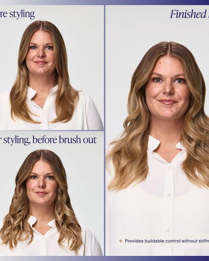 Experience buildable control with a touchable, brush-through hold and a fast-drying formula that delivers a high-shine finish. Designed to work seamlessly with thermal styling tools up to 450°F (232°C), it provides up to 72 hours of hold and humidity resistance* while keeping styles flexible and polished. Infused with a Vanilla Cashmere fragrance, it leaves hair looking beautifully styled and smelling fresh. 