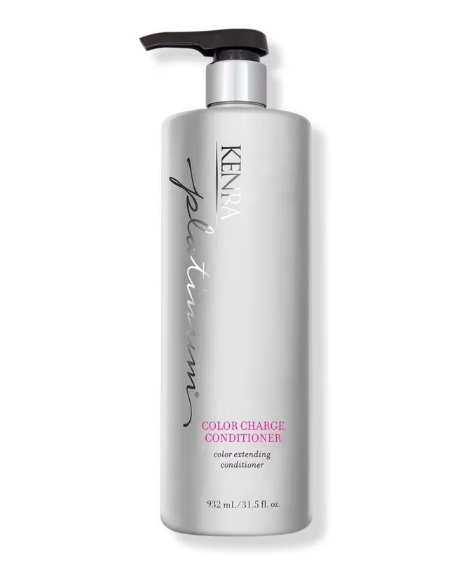 Kenra Platinum Color Charge Conditioner is a lightweight moisturizer that recharges the brilliance, vibrancy, and longevity of hair color for up to 50 shampoos. Enriched with high-performance Fade-Fighting Technology, this gentle cleanser locks color pigments inside the hair's cuticle while providing moisture for maximum color retention.