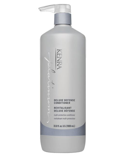 Protect and defend your hair with Kenra Platinum® Deluxe Defense Shampoo &amp; Conditioner System. Discover daily hair defense against breakage, color loss, and damage during heat styling.* This multi-protective formula enhances shine, preserves color vibrancy, and reduces breakage by 91%.** Formulated to enhance style memory to effortlessly retain your style longer.