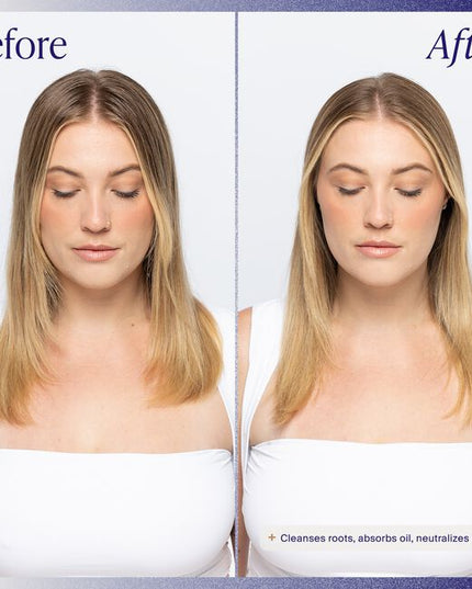 A scalp-friendly formula that cleanses at the roots, absorbs excess oil, and helps neutralize odor for hair that feels fresh and revitalized between washes.