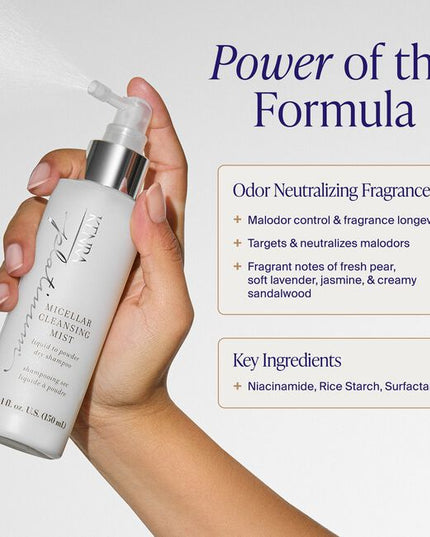 A scalp-friendly formula that cleanses at the roots, absorbs excess oil, and helps neutralize odor for hair that feels fresh and revitalized between washes.