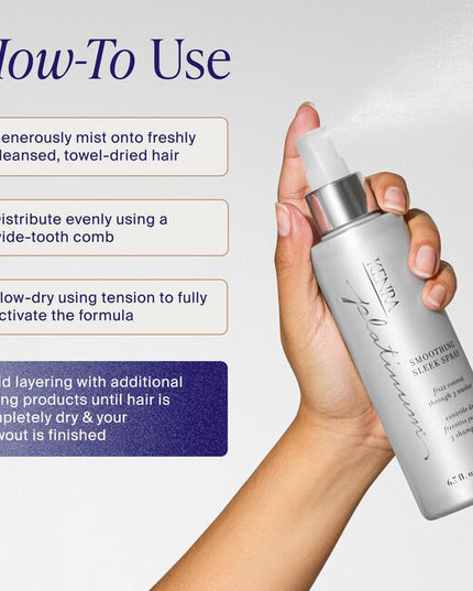 Heat-activated frizz-fighting styler that works to smooth and silken hair while creating a water-resistant shield against humidity. It ensures sleek, glossy, glassy texture that keeps hair frizz-free for up to 3 shampoos*. 