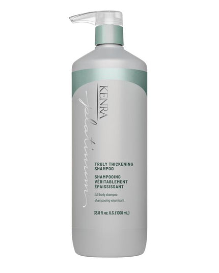 Unlock our secret to fuller, thicker looking hair after first use with the Kenra Platinum® Truly Thickening Shampoo &amp; Conditioner System. Experience instant fullness and 74% more volume at the root*. Adds hydration and shine and helps to add texture to hair for easy styling. Formulated to enhance style memory to effortlessly retain your style longer.