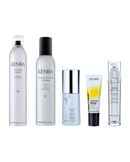 An 8-piece professional selection of core styling, finish, and hair care items.