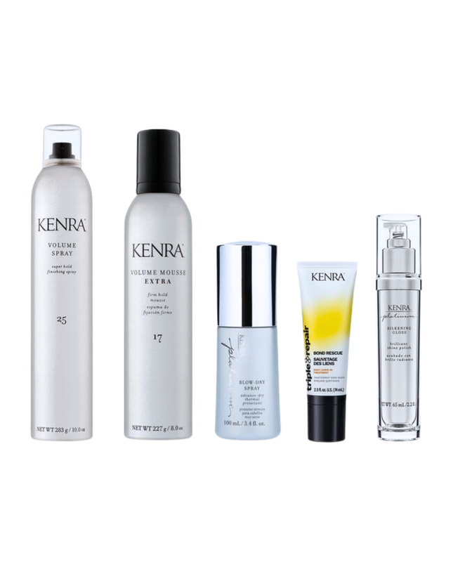 An 8-piece professional selection of core styling, finish, and hair care items.