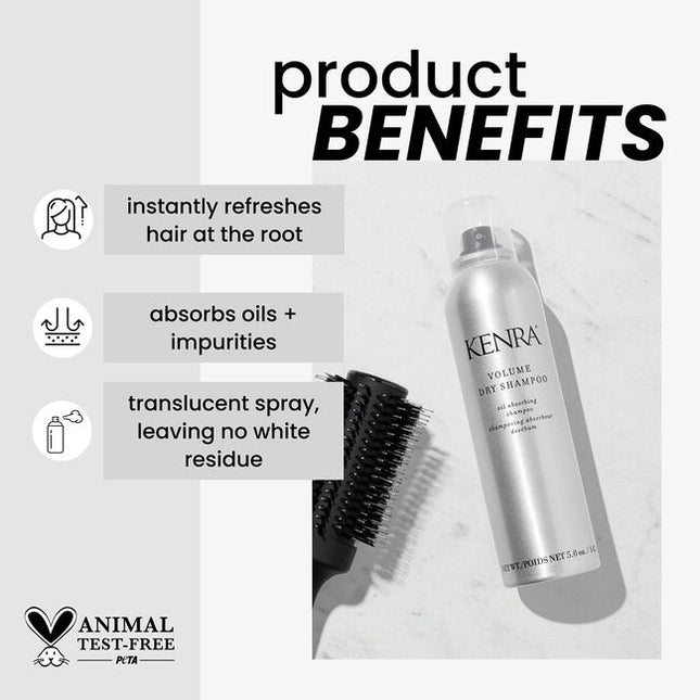 Kenra Volume Dry Shampoo instantly refreshes, lifts, and adds body to the hair at the roots. This translucent, volume-enhancing spray absorbs excess oils and impurities while building the ideal foundation for styling.