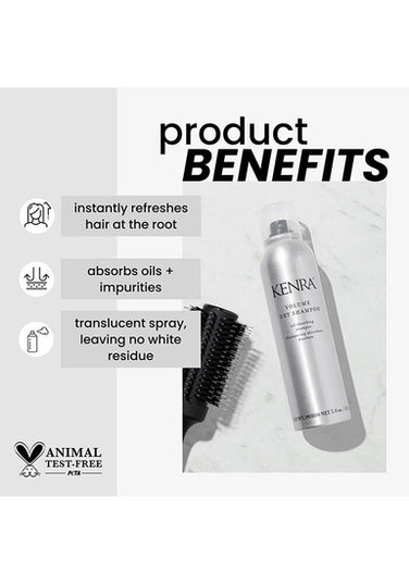 Kenra Volume Dry Shampoo instantly refreshes, lifts, and adds body to the hair at the roots. This translucent, volume-enhancing spray absorbs excess oils and impurities while building the ideal foundation for styling.