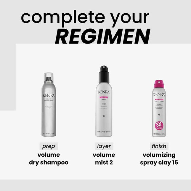 Kenra Volume Dry Shampoo instantly refreshes, lifts, and adds body to the hair at the roots. This translucent, volume-enhancing spray absorbs excess oils and impurities while building the ideal foundation for styling.
