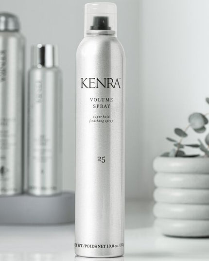 Kenra Volume Spray 25 provides the superhold and volume. This volumizing spray leaves hair looking natural and shiny while imparting the strength and volume necessary to make any style last all day.