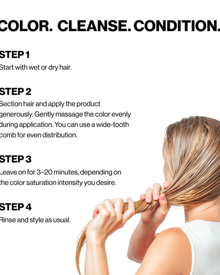 A non-lather conditioning cleanser designed to instantly infuse color into hair with every wash. Stay kind to your hair with our kind-cruelty, sulfate, paraben & gluten free- ingredients. Infused with Keratin, combined with nourishing & rejuvenating coconut oil, shea butter, rose hip oil, jojoba oil & almond oil making your hair healthier and silkier.