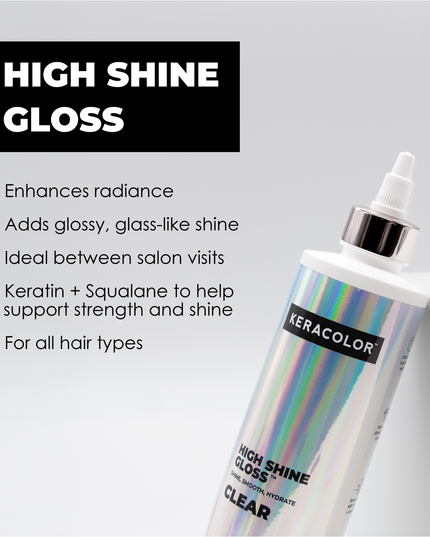 Transform dull, faded hair into a brilliant, glass-like masterpiece without leaving the shower. Keracolor High Shine Tinted Gloss is a one-step in-shower glaze that delivers a sheer boost of color and an intensely glossy finish, so your hair looks freshly styled long after your last salon visit.