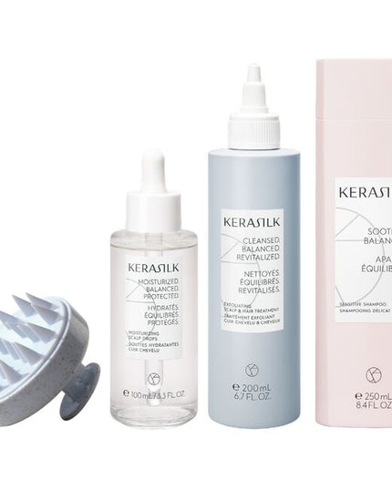 Scalp Kit Includes:

(1) - Moisturizing Scalp Drops, 3.3 fl. oz.
(1) - Exfoliating Scalp &amp; Hair Treatment, 6.7 fl. oz.
(1) - Sensitive Shampoo, 8.4 fl. oz.
(1) - Scalp Brush