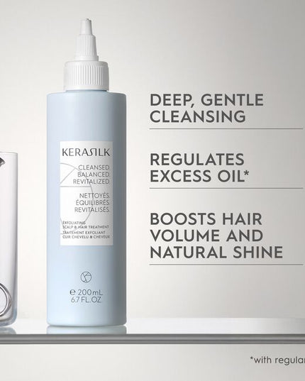 A highly effective pre-shampoo treatment with Biomimetic Silk &amp; 2% AHA. Our 100% vegan* exfoliating formula deeply cleanses the scalp and hair without stripping moisture, promoting voluminous, shiny, healthy-looking hair.
*no animal-derived ingredients