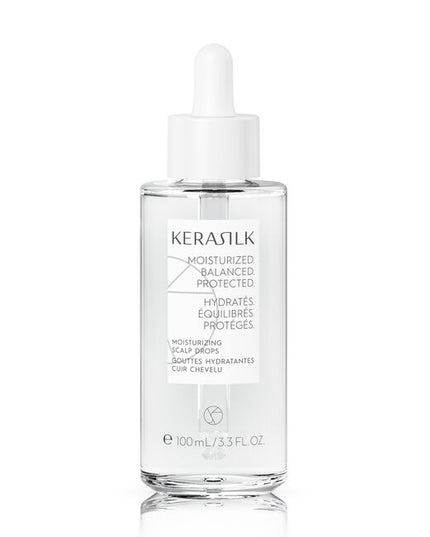 A highly effective serum with Biomimetic Silk, 1% Ectoin &amp; 1% Niacinamide. Kerasilk's 100% vegan* formula deeply moisturizes the scalp, relieving itchiness, redness, irritation, and flaking, while fortifying against external stressors.
*no animal-derived ingredients"