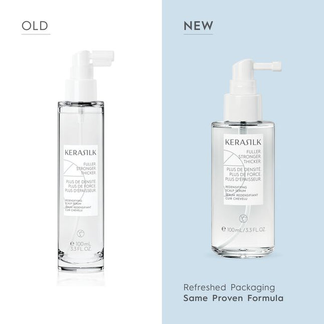 A highly effective serum infused with Biomimetic Silk, Ectoin &amp; T-Flavanone. Kerasilk's 100 % vegan* formula protects from hereditary hair loss, strengthens the roots and redensifies for long-lasting thicker and denser hair.
*no animal-derived ingredients