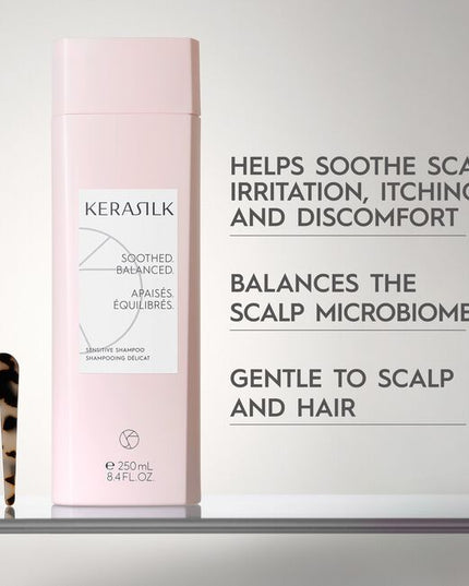 A gentle cleansing shampoo infused with Biomimetic Silk and Allantoin. Kerasilk's 100% vegan*, fragrance-free formula soothes and nourishes sensitive scalps, providing essential hydration for lasting comfort and balance**.
*no animal-derived ingredients