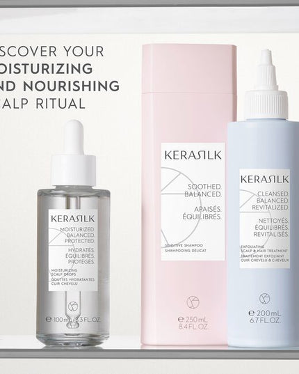 A gentle cleansing shampoo infused with Biomimetic Silk and Allantoin. Kerasilk's 100% vegan*, fragrance-free formula soothes and nourishes sensitive scalps, providing essential hydration for lasting comfort and balance**.
*no animal-derived ingredients